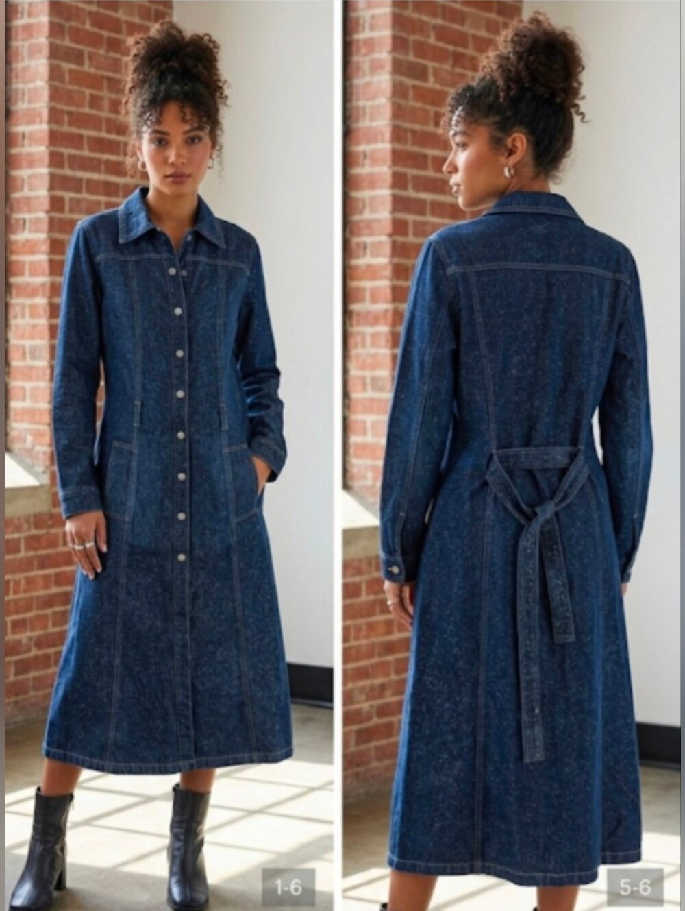 Angels Vintage Y2K Metallic Glitter Denim Duster Trench Jacket Dress, Size M